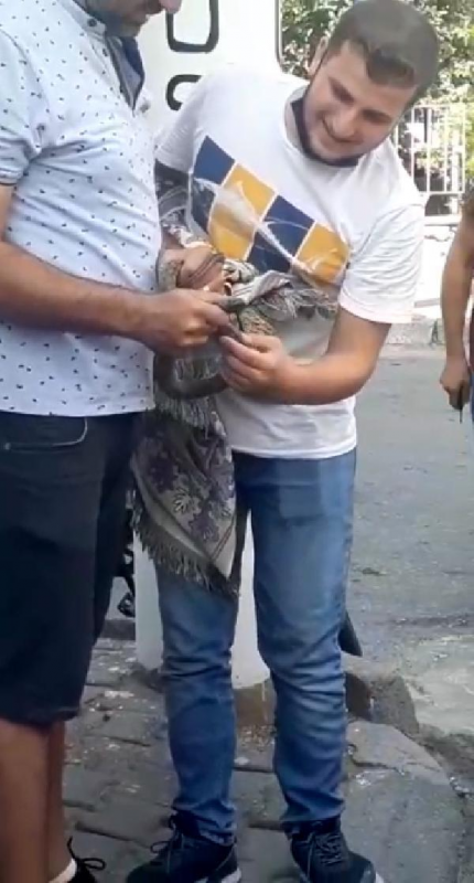 Motosikletteki yılanı, eliyle başından sıkarak çıkartabildi